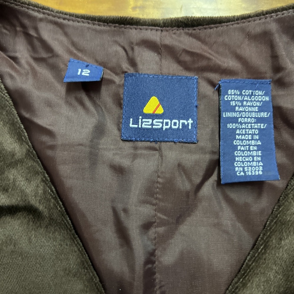 Vintage Liz Sport Lizsport Velvet Vest Size 12 Brown Button Up 90's Y2K - Picture 2 of 8